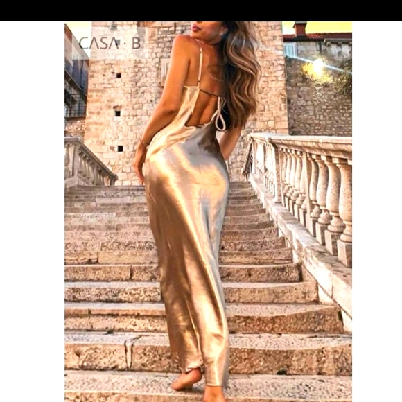 Dresses & Skirts - Gold backless Slip Dress please read